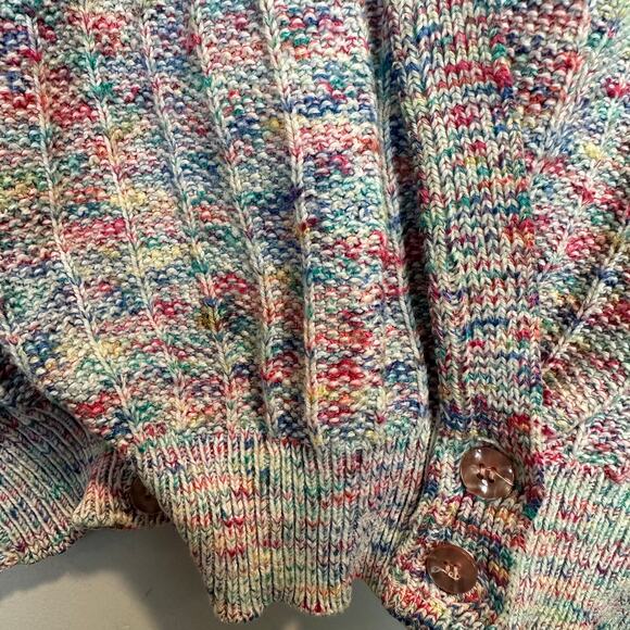 Vintage 80s 90s Rainbow Confetti Sweater Vest Sleeveless Cardigan Small S Y2K - Picture 5 of 9